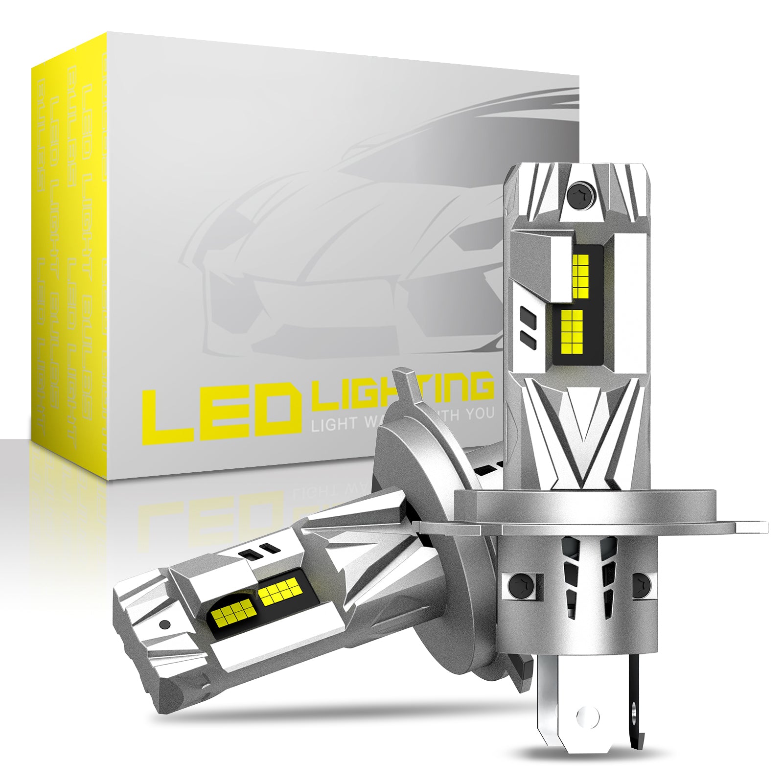 NOEIFEVO H7 H11 H4 9005 9006 Hovedlyspærer, 80W 12V, 6500K Hvit, Høy- og Lavstråle, 2 Stykker Bil Lamper