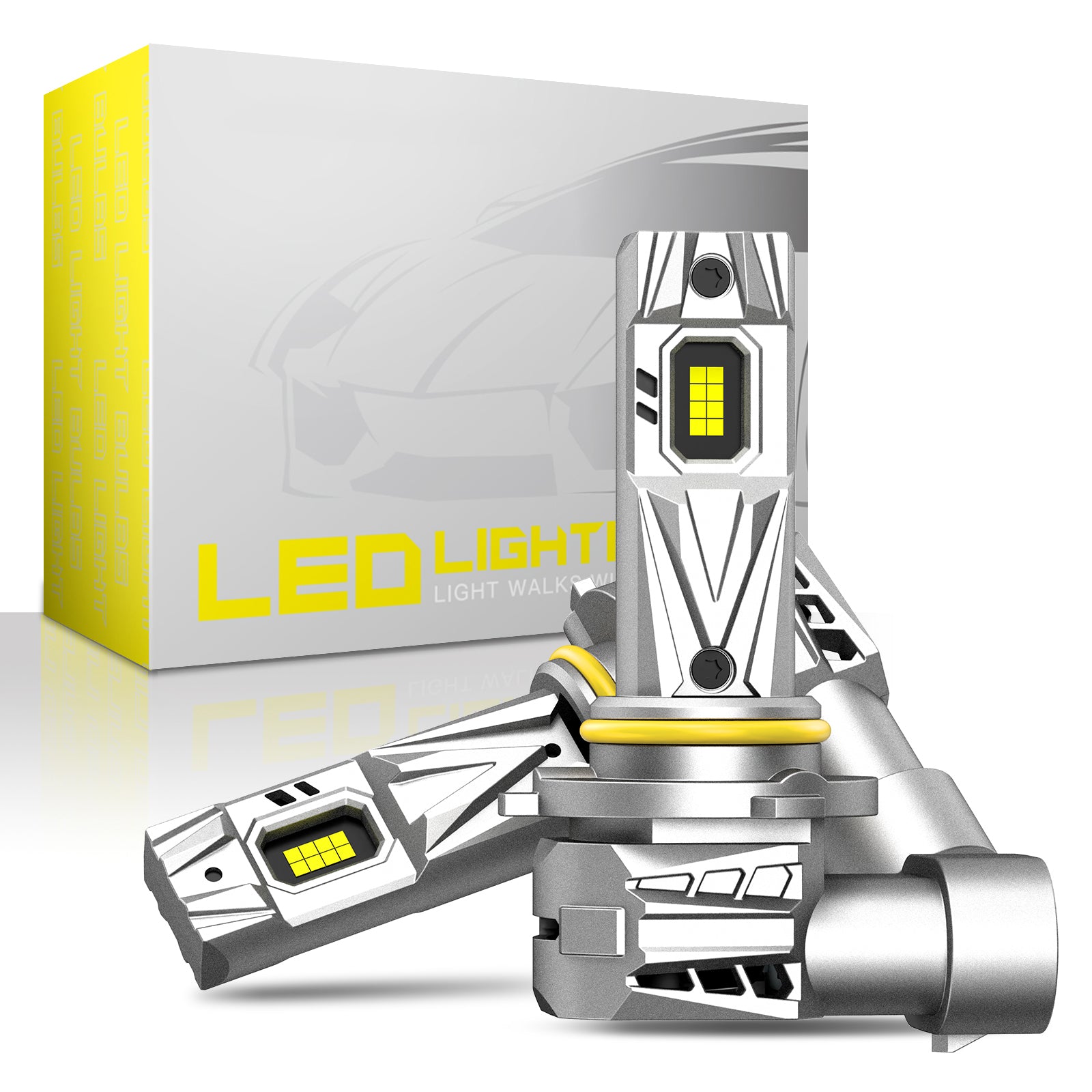 NOEIFEVO H7 H11 H4 9005 9006 Hovedlyspærer, 80W 12V, 6500K Hvit, Høy- og Lavstråle, 2 Stykker Bil Lamper