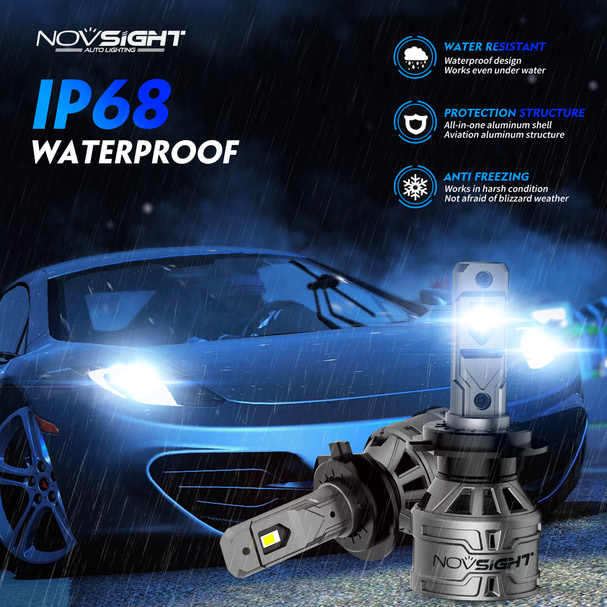 2 Stück 60W 13000 Lumen Auto Scheinwerferlampe,  H7 H11 9005 9006 H4 LED Lampe