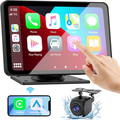 Bezdrátové CarPlay pro vozidla, 7" HD GPS navigace přenosné auto stereo dotyková obrazovka s Apple CarPlay, Android Auto, zpětná kamera, auto audio přijímač s hlasovým ovládáním, Mirror Link, Bluetooth