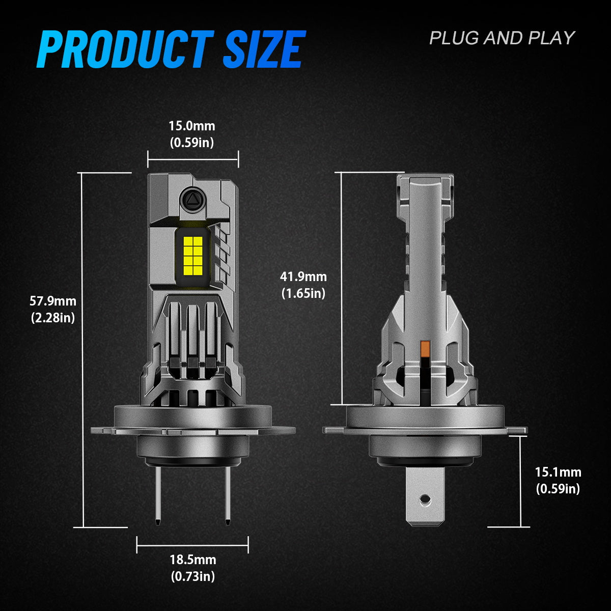 2 Stykker 100W 24000 Lumen Bil Hovedlyspærer, H7 H11 9005 9006 H4 LED Pærer