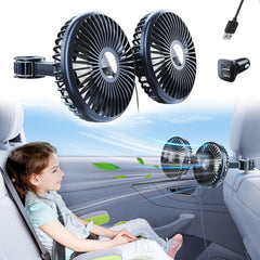 Ventilador para carro para o banco traseiro, ventilador de assento giratório 360°, ventilador veicular com 3 velocidades controladas separadamente, ventilador USB para todos os veículos, SUVs e caminhões