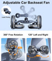 Ventilador para carro para o banco traseiro, ventilador de assento giratório 360°, ventilador veicular com 3 velocidades controladas separadamente, ventilador USB para todos os veículos, SUVs e caminhões