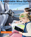 Ventilador para carro para o banco traseiro, ventilador de assento giratório 360°, ventilador veicular com 3 velocidades controladas separadamente, ventilador USB para todos os veículos, SUVs e caminhões
