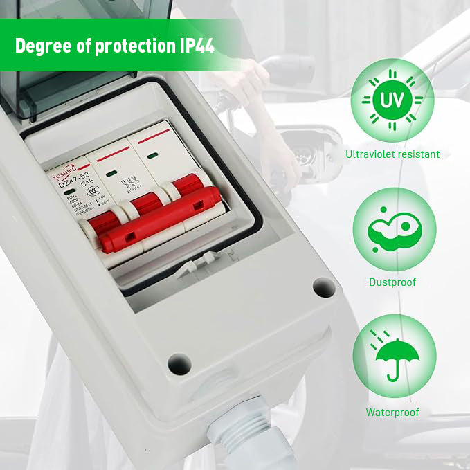 NOEIFEVO CEE Adattatore da spina 32A a giunto 16A con interruttore automatico, adattatore di alimentazione trifase 400V 5 pin, da 32A a 16A con protezione per caricabatterie EV, adattatore di alimentazione industriale