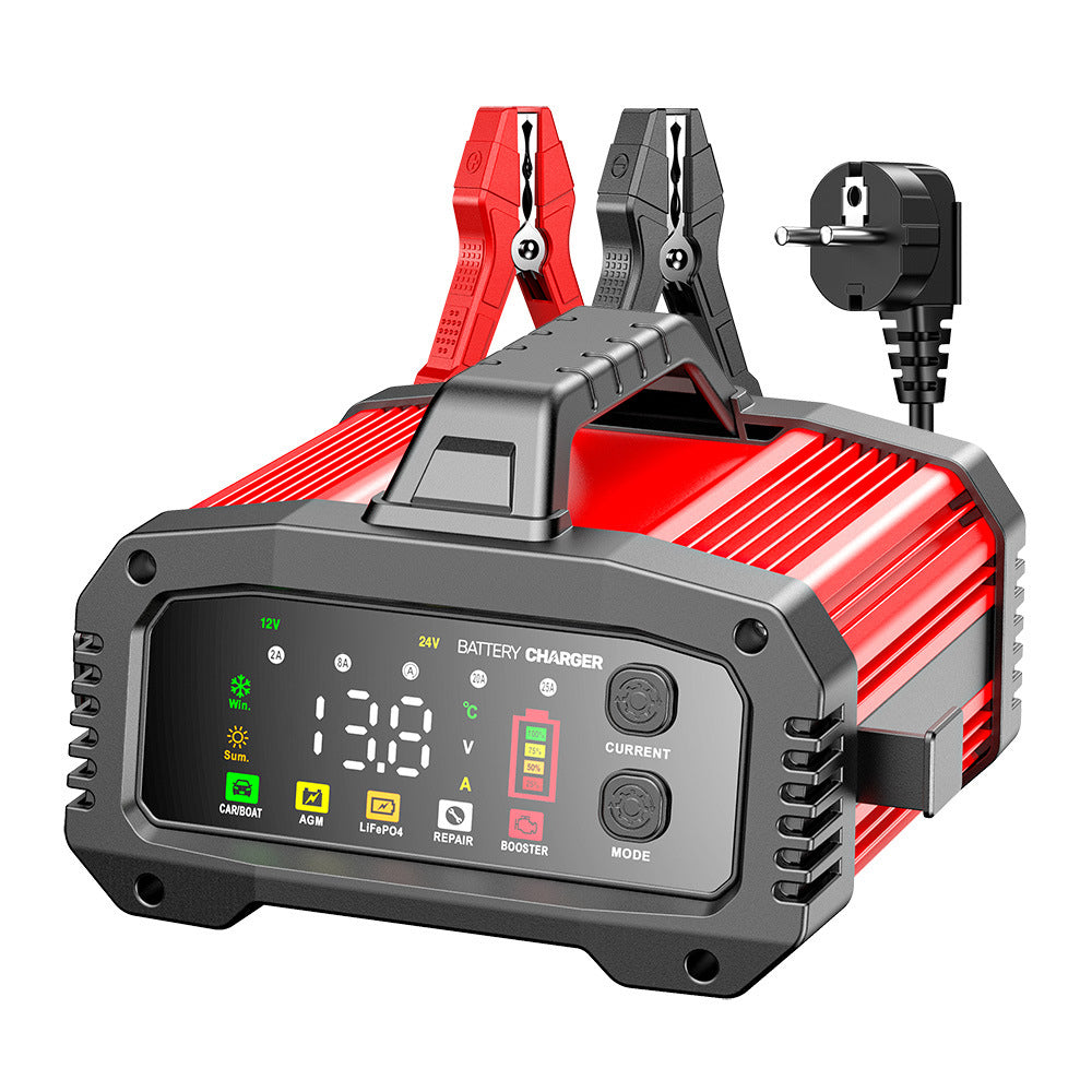 25A Bilbatteriladdare, 12V 25A 24V 15A Blybatteri AGM LiFePO4 Laddare, Fordonsladdare, Smart Batteriladdare för Bilar, Lastbilar, Motorcyklar, Gräsklippare