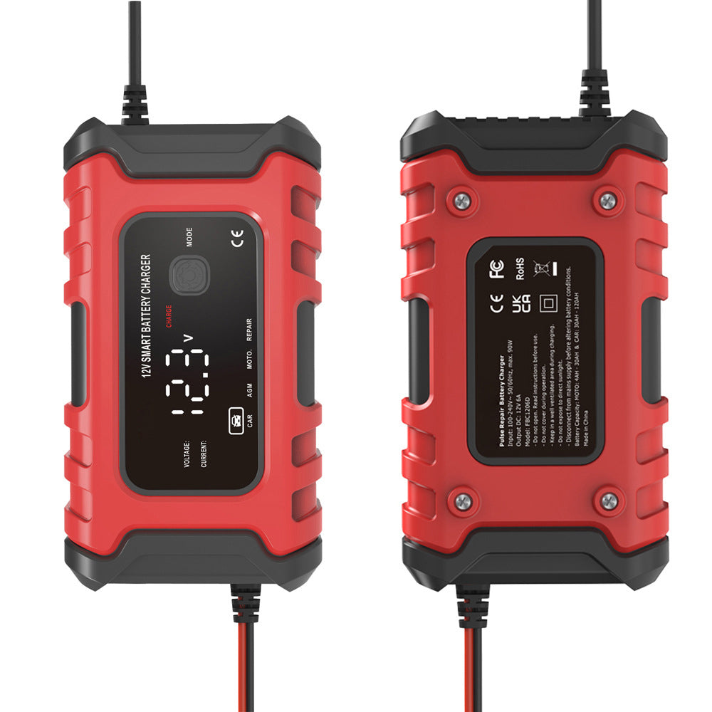 NOEIFEVO 6A Autobatterie Ladegerät, 12V Smart vollautomatische KFZ Batterieladegerät mit Temperaturkompensation für Auto LKW Motorrad Rasenmäher Boot Marine Batterien