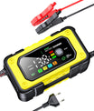Cargador de batería para automóvil 7A, cargador de batería inteligente totalmente automático de 12V con pantalla LCD, adecuado para baterías de automóvil, motocicleta, cortacésped, bote y marina.