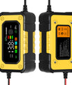 Cargador de batería para automóvil 7A, cargador de batería inteligente totalmente automático de 12V con pantalla LCD, adecuado para baterías de automóvil, motocicleta, cortacésped, bote y marina.