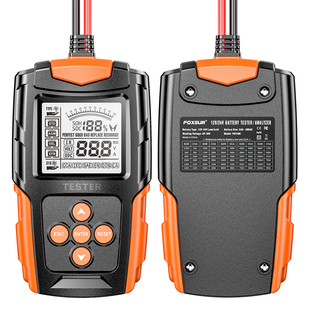 NOEIFEVO Bilbatteritester 12V 24V Belastningstester, CCA Bilbatteri Tester Generator Tester til Køretøjer Digital Bilbatterianalysator Opladerkurbelsystem Tester til Personbiler-Lastebiler ATV Bil Båd.