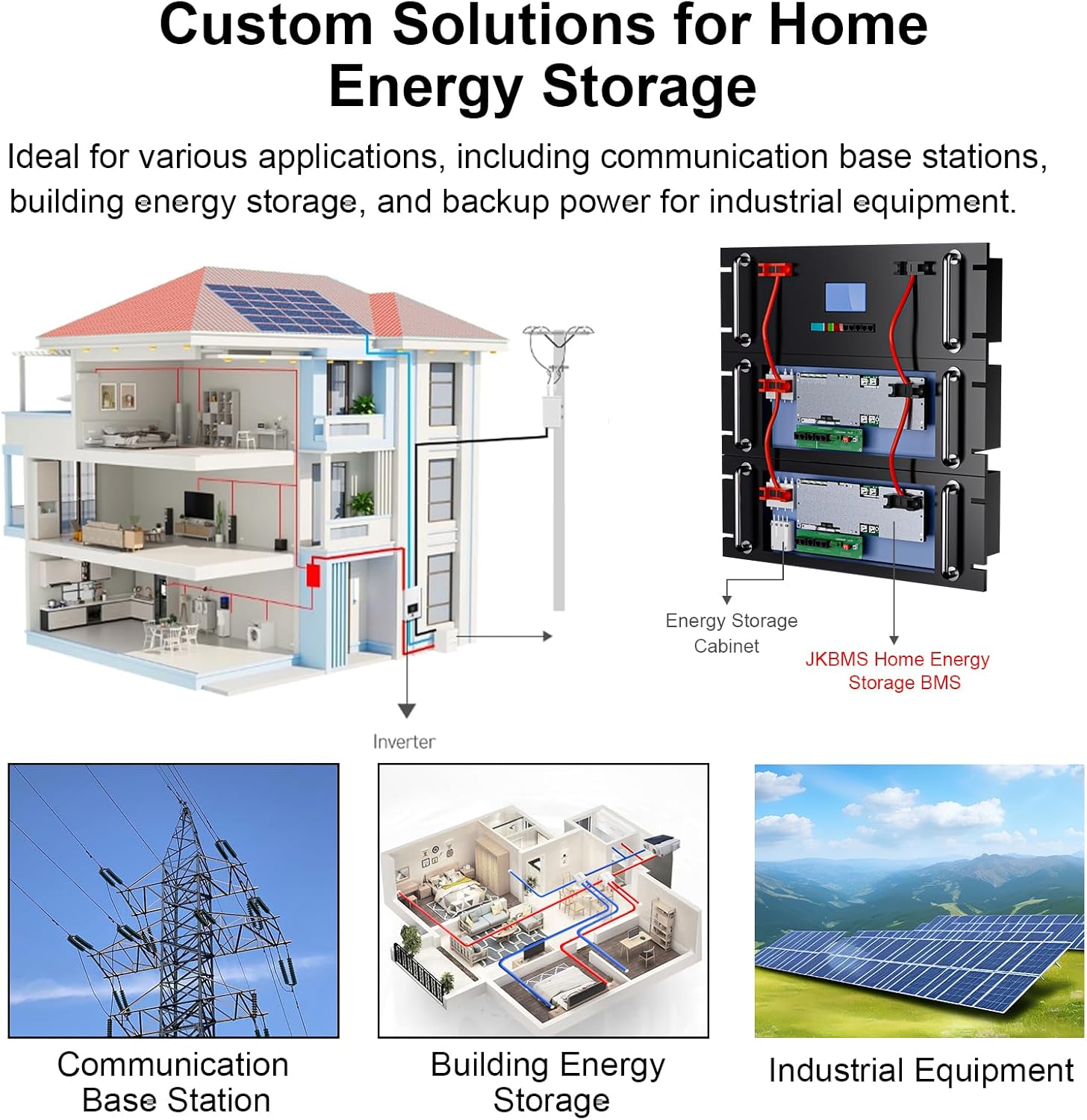 BMS 8S-16S 24V-48V 200A Heim-Energiespeicher BMS 2A Aktive Balance Eingebautes Bluetooth mit RS485 CAN für Solarsystem