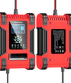 Auto acculader, 12V 12A / 24V 6A loodzuur AGM LiFePO4 acculader, voertuiglader, 7-traps slimme acculader met LED-display voor auto's, vrachtwagens, motorfietsen, grasmaaiers