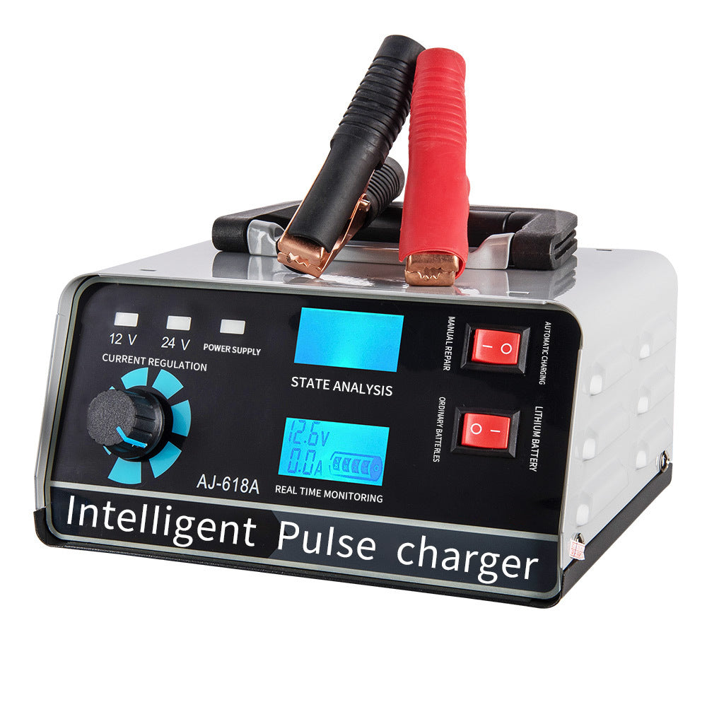 Caricabatterie intelligente 12V 30A / 24V 15A, caricabatterie per auto con funzione di mantenimento e riparazione a impulsi intelligenti per auto, camion, barca e moto