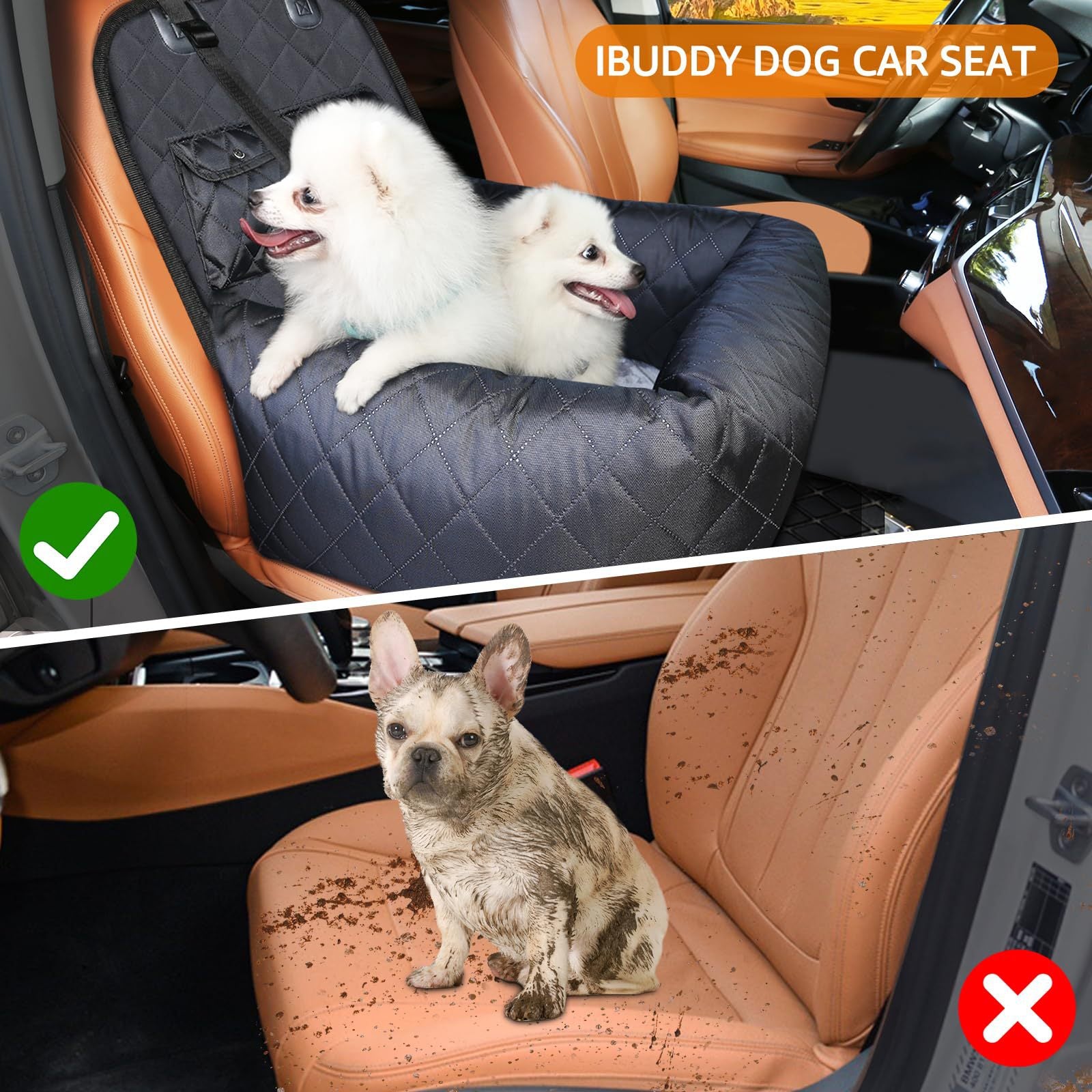NOEIFEVO CA11 Dog Car Seat Central Pet Car Bed - Portable Pet Carrier for Dogs & Cats, Safety Travel Bag