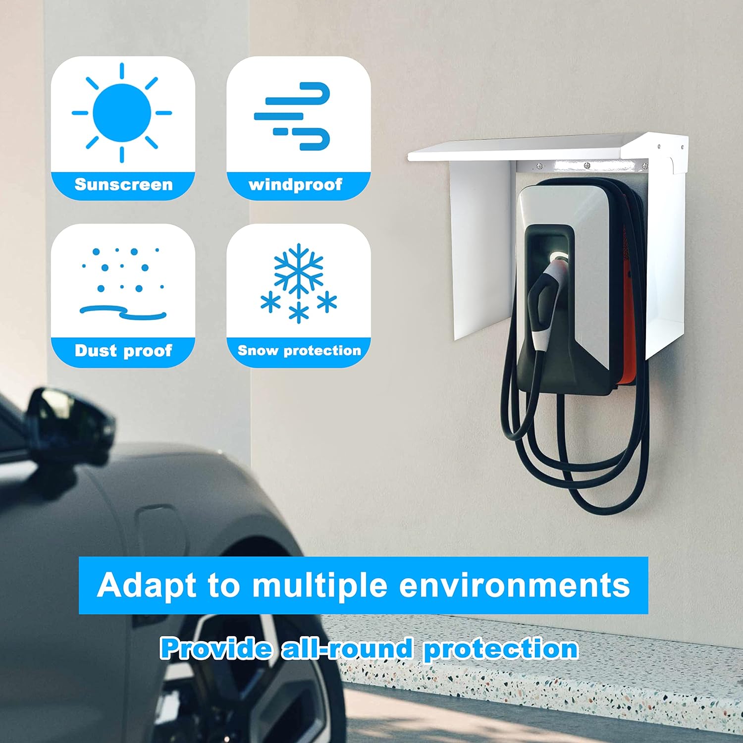 NOEIFEVO EV Charger Wallbox Weather Cover Cubierta de Lluvia para Estación de Carga de Coche eléctrico Cubierta de Acero Inoxidable Resistente a la Intemperie (40 x 30 x 39 cm)