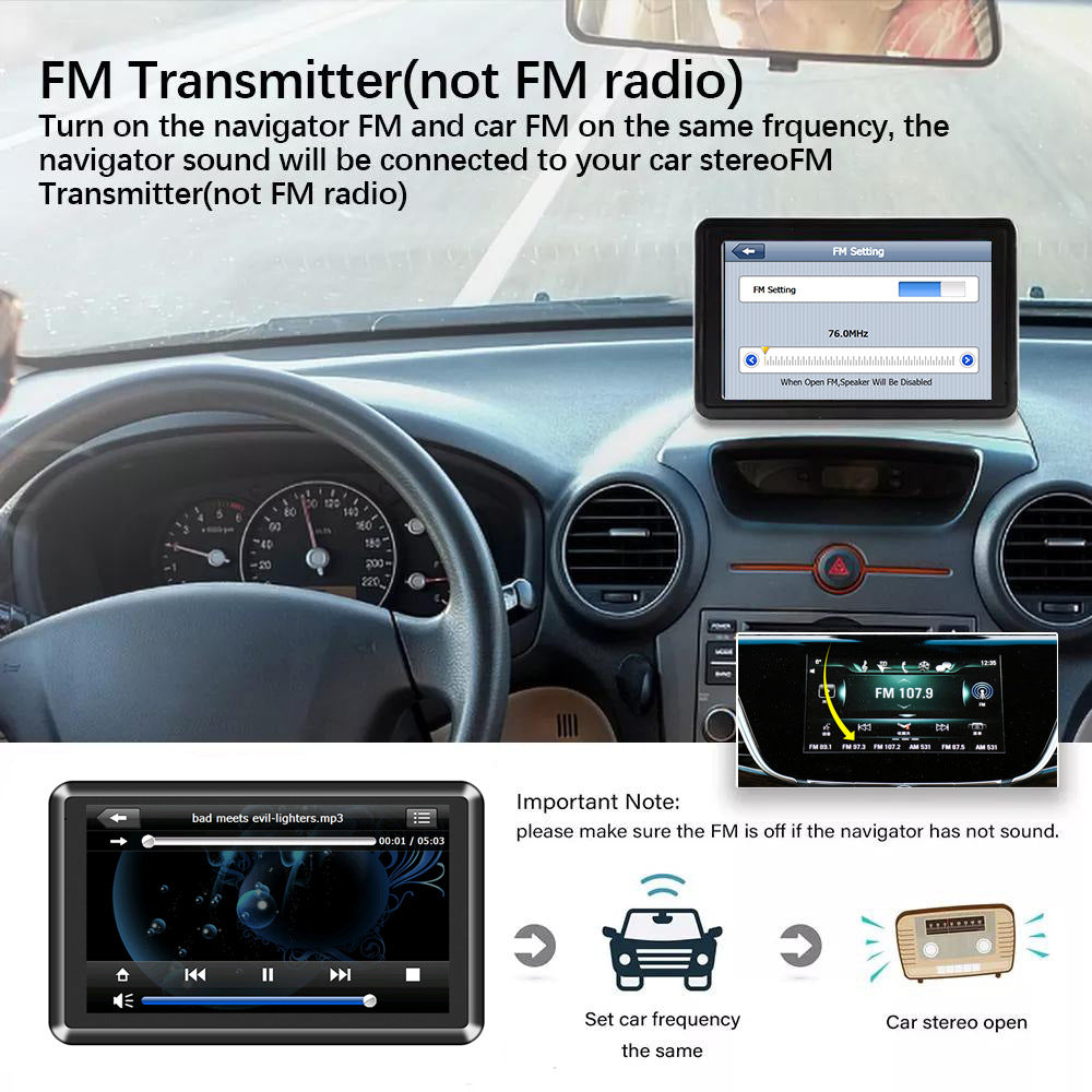 NOEIFEVO Q5 GPS navigace, 5palcový dotykový displej s mapami Evropy, 8GB ROM + 256MB RAM, více jazyková podpora, FM přenos, pro osobní automobily/dodávky/nákladní auta