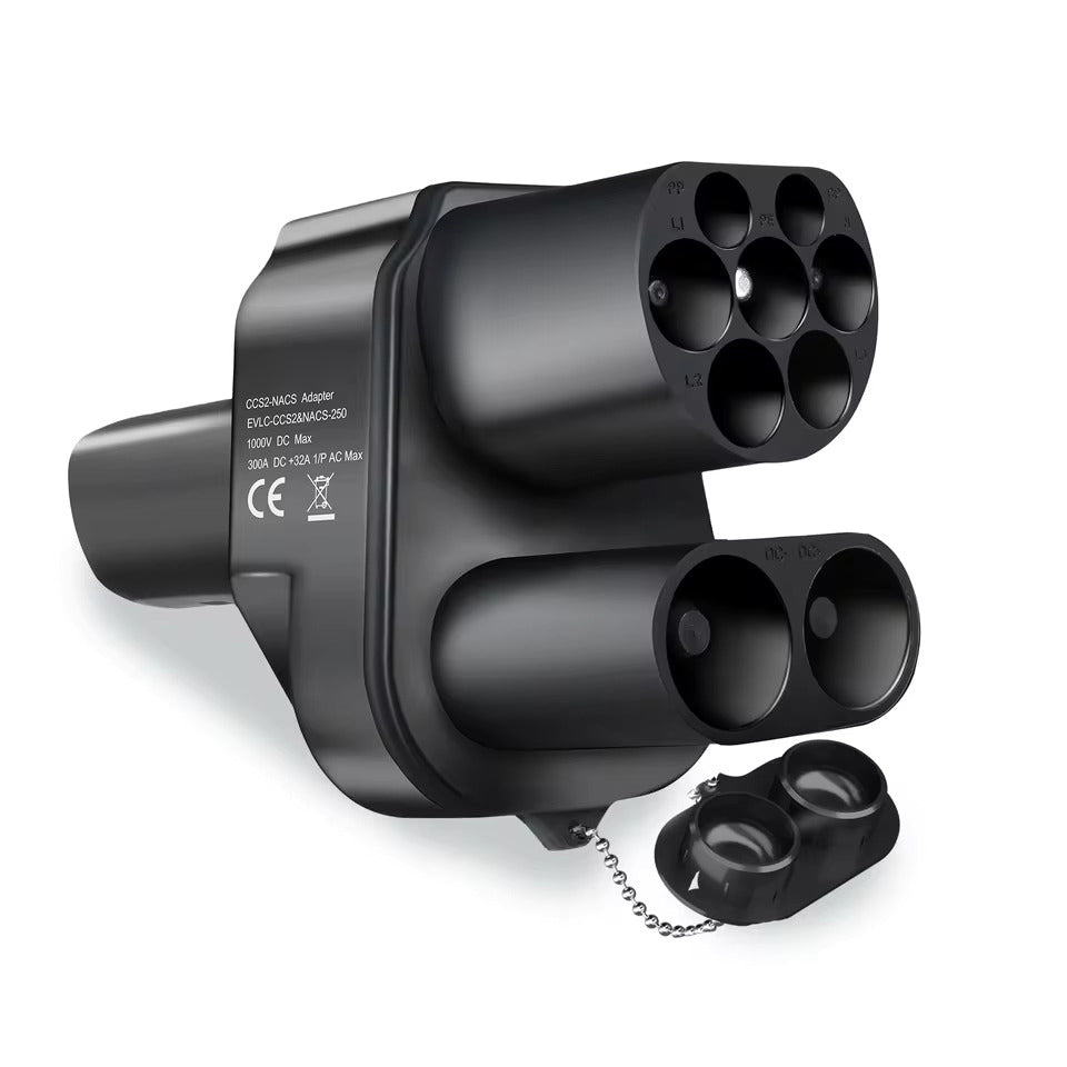 NOEIFEVO CCS2 und Typ2 zu Tesla NACS Ev Ladegerät Adapter, AC 32A DC 300A passend für Tesla Model 3/X/Y, hergestellt in den USA, CCS2-Kombi-Adapter, unterstützt CCS2- und Typ2-Ladegerät