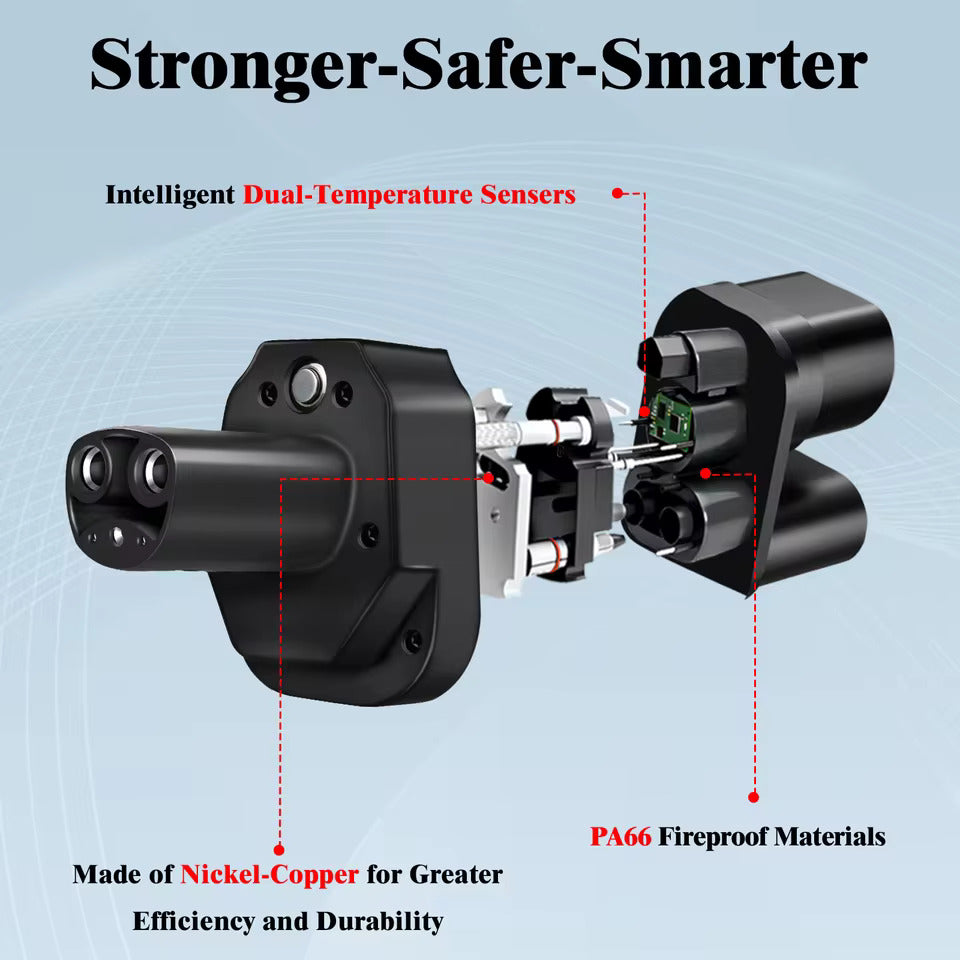 NOEIFEVO CCS2 und Typ2 zu Tesla NACS Ev Ladegerät Adapter, AC 32A DC 300A passend für Tesla Model 3/X/Y, hergestellt in den USA, CCS2-Kombi-Adapter, unterstützt CCS2- und Typ2-Ladegerät