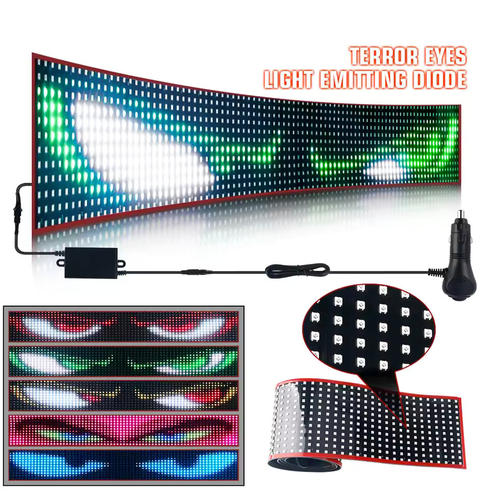 NOEIFEVO Devil Eyes Licht für Autos – LED-Augen für Lkw, Programmierbares LED-Display mit Lauftext, Personalisierbares Leuchtschild für Autos & Lkw – Text, Graffiti, Smart App