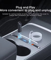 Rychlonabíječka pro středovou konzoli – USB-C nabíjecí dok a USB splitter hub, kompatibilní s Tesla M3/Y (Highland 2024–2025 & Standard 2021–2024), inteligentní adaptér s prodlužovacím kabelem pro napájení