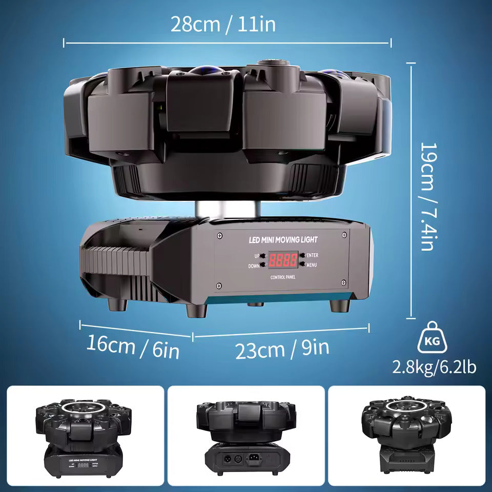 150W 6-armiger RGBW Beam Moving Head mit Halo-Effekt, Bühnenlicht, DMX512 Wabenstrahl-Stroboskop-Effekt, geeignet für DJ-Partys, Geburtstagsfeiern, professionelle Bühnenbeleuchtung, Bar- und KTV-Beleuchtung