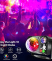 4-in-1 Discokugel, DJ-Disco- und Partylicht (65 Muster), musikgesteuertes Disco-Partylicht, RGB/UV/Stroboskop, sprachgesteuerte Partyleuchte für Partys, Festivals, Clubs, Halloween und Weihnachten