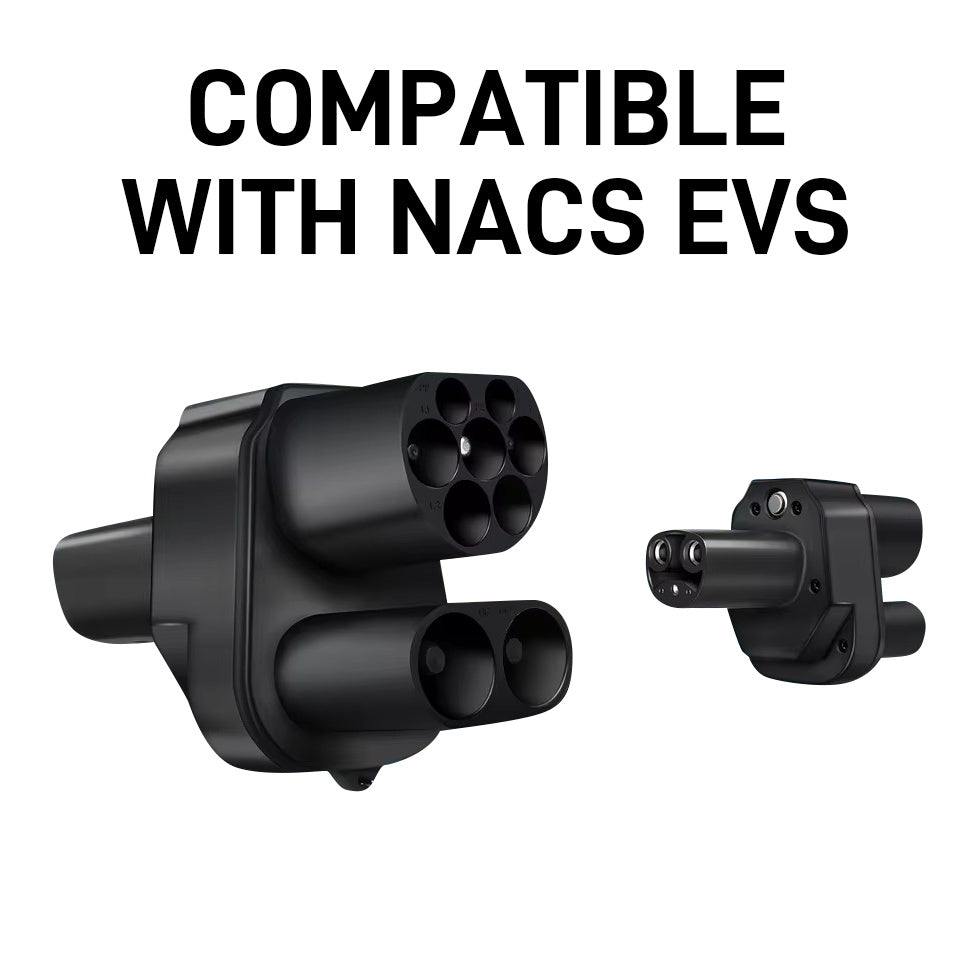 NOEIFEVO CCS2 und Typ2 zu Tesla NACS Ev Ladegerät Adapter, AC 32A DC 300A passend für Tesla Model 3/X/Y, hergestellt in den USA, CCS2-Kombi-Adapter, unterstützt CCS2- und Typ2-Ladegerät