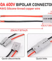 50A 600V Hochstromanschluss, Anderson 50A auf M8 Schnellbatterieanschluss, 8 AWG 20 cm Elektrokabel für LiFePO4-Batterie Golfwagen Gabelstapler