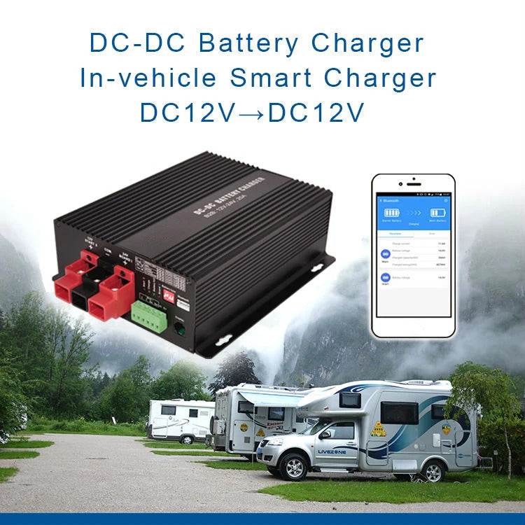 NOEIFEVO 12V 60A DC-DC Charger-Booster for RVs, Campers, and Boats – Compatible with LiFePO4, Lithium, Lead-Acid (AGM/GEL) Batteries, Supports Bluetooth