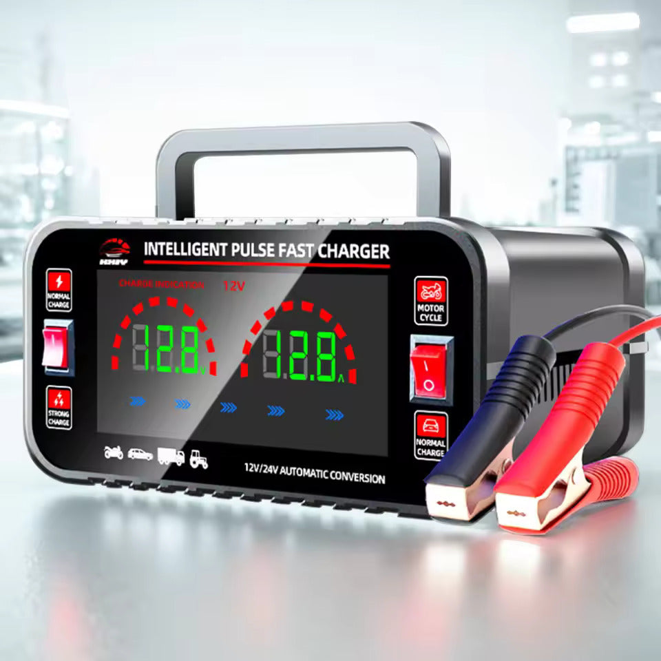 12 10A /24V 5A Vollautomatisches Autobatterie-Ladegerät Intelligentes Puls-Reparatur-Autobatterie-Ladegerät Motorradbatterie