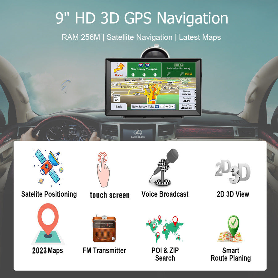 NOEIFEVO XT90 GPS Navigace, 9palcová dotyková obrazovka s mapami Evropy, 8GB ROM + 256MB RAM, vícejazyčná podpora, FM vysílání, pro osobní auta/dodávky/nákladní vozidla