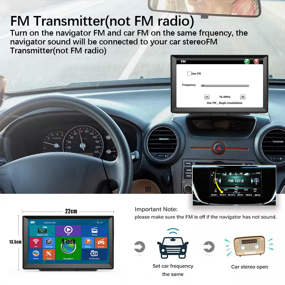 NOEIFEVO XT90 GPS Navigace, 9palcová dotyková obrazovka s mapami Evropy, 8GB ROM + 256MB RAM, vícejazyčná podpora, FM vysílání, pro osobní auta/dodávky/nákladní vozidla