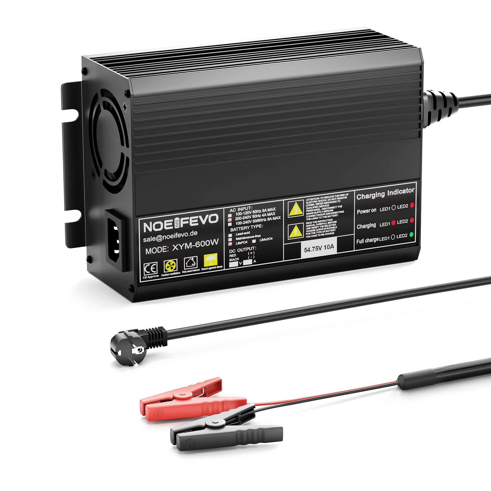 NOEIFEVO 54.75V 10A LiFePO4 Battery Charger for 48V 15S LiFePO4 Battery
