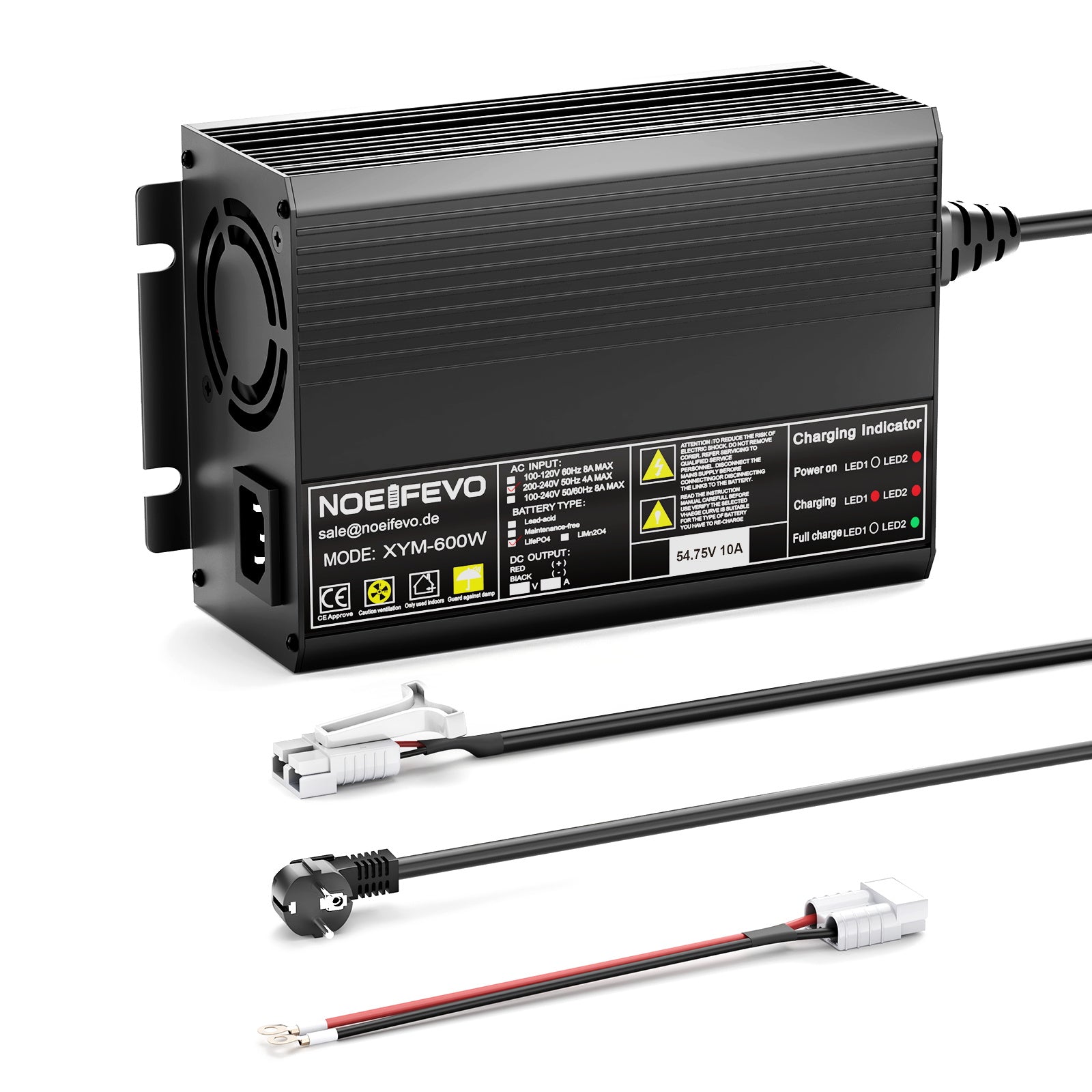 NOEIFEVO 54.75V 10A LiFePO4 Battery Charger for 48V 15S LiFePO4 Battery