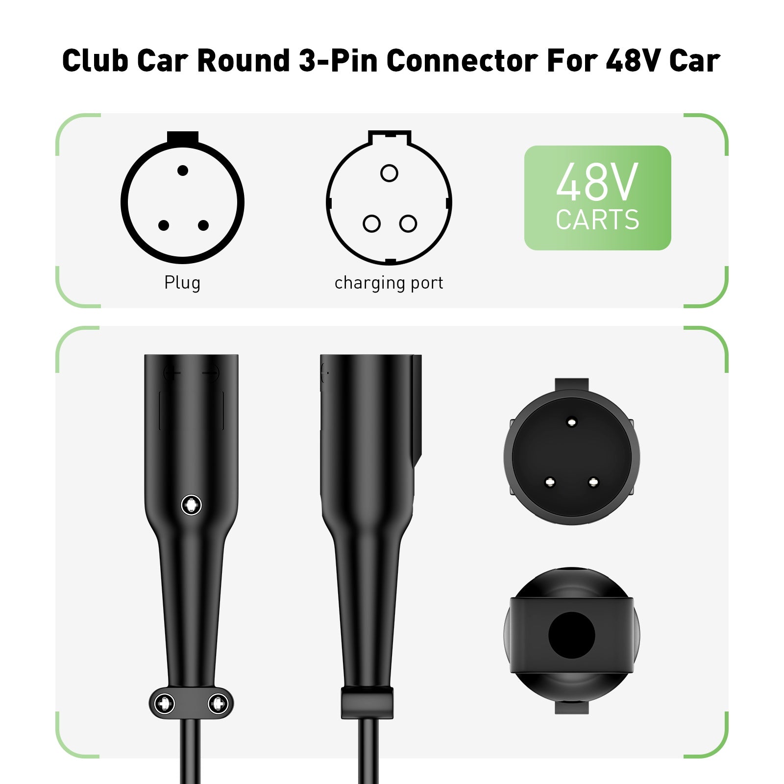 NOEIFEVO 48V 20A Golf Cart Charger for Club Car Precedent & DS with OBC Cable