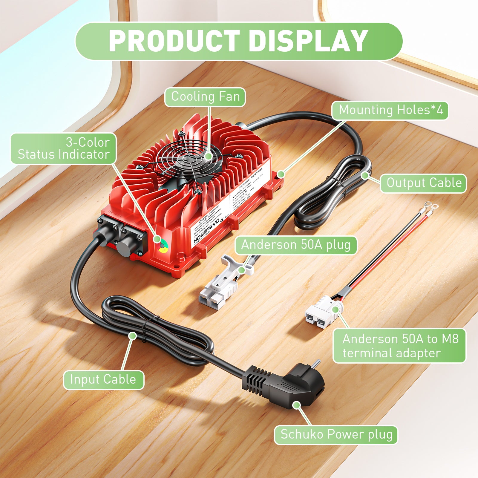 NOEIFEVO 36V 20A Battery Charger For Lead-Acid, AGM & Gel Batteries - Golf Cart Charger