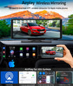 NOEIFEVO C200 10,26 Tommers CarPlay-skjerm, Bærbart bilradio kompatibelt med Apple CarPlay & Android Auto, IPS berøringsskjerm, 4K Dashcam, 1080P ryggekamera, Siri, GPS-navigasjon, Bluetooth, MirrorLink, FM