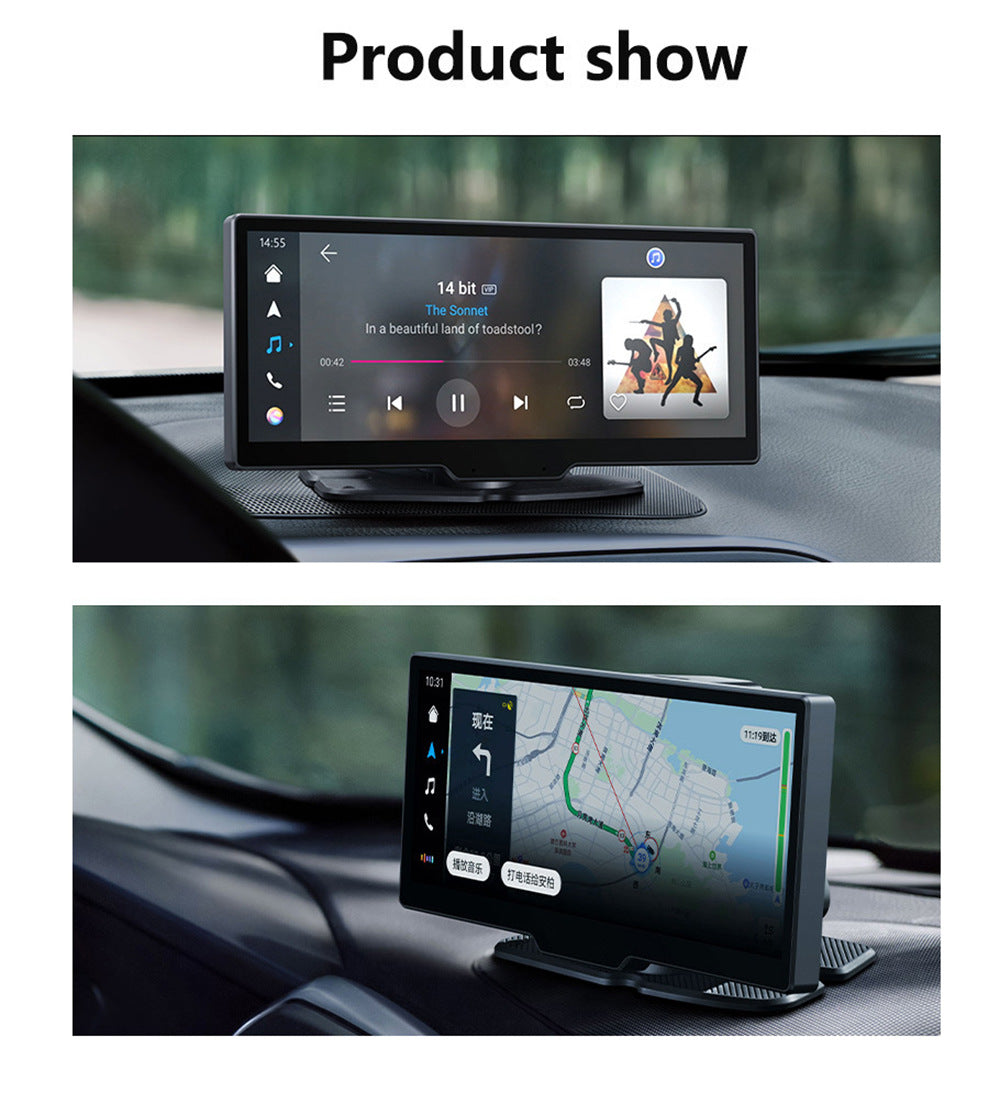 NOEIFEVO C200 10,26 Tommers CarPlay-skjerm, Bærbart bilradio kompatibelt med Apple CarPlay & Android Auto, IPS berøringsskjerm, 4K Dashcam, 1080P ryggekamera, Siri, GPS-navigasjon, Bluetooth, MirrorLink, FM