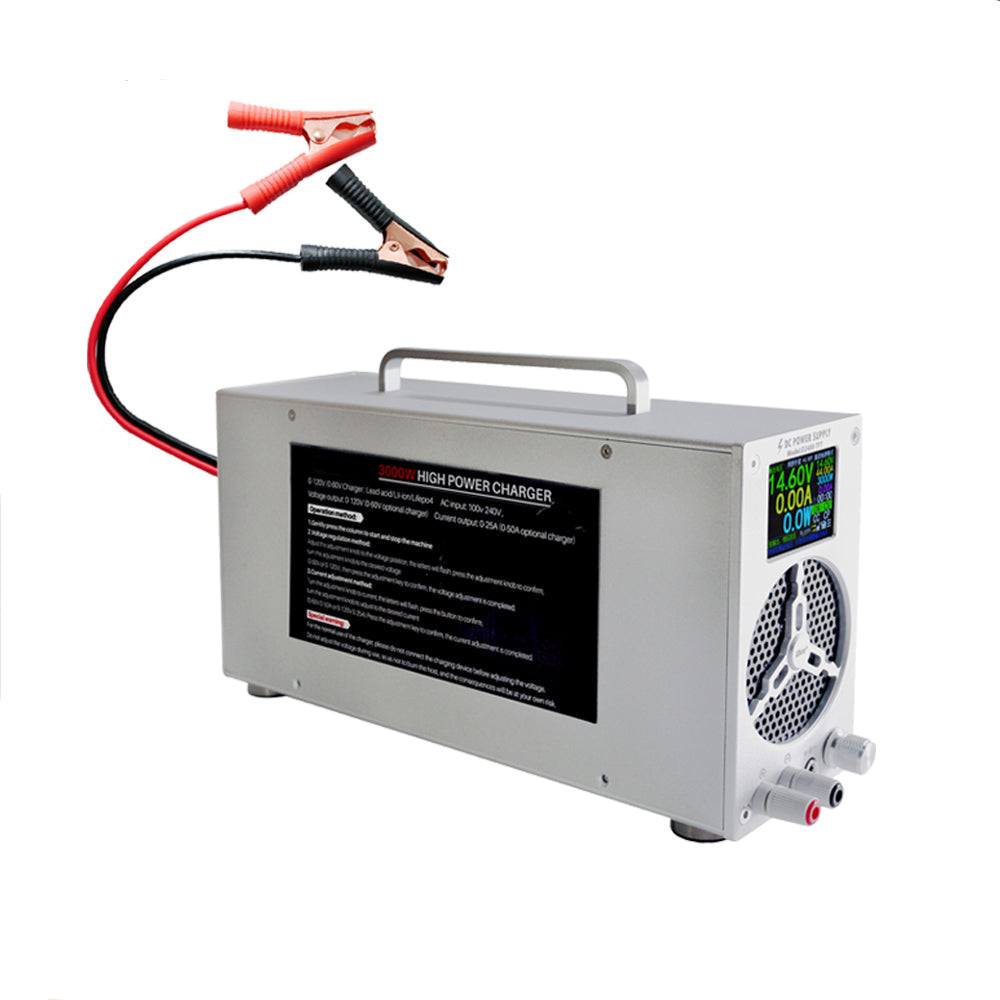 NOEIFEVO 0-120V 1-25A Universal Ladegerät, Gleichstromladegerät, Ladegerät für Lithium-LiFePO4-Akkus, Ladegerät für Bleiakkus, geeignet für alle Akkus mit einer Ladespannung von bis zu 120 V