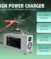 NOEIFEVO 0-120V 1-25A Universal Ladegerät, Gleichstromladegerät, Ladegerät für Lithium-LiFePO4-Akkus, Ladegerät für Bleiakkus, geeignet für alle Akkus mit einer Ladespannung von bis zu 120 V