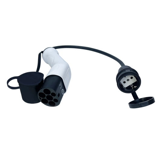 Type 2 on Schuko Adapter, 16A 1Phase Type 2 Charging Plug for European Household Socket