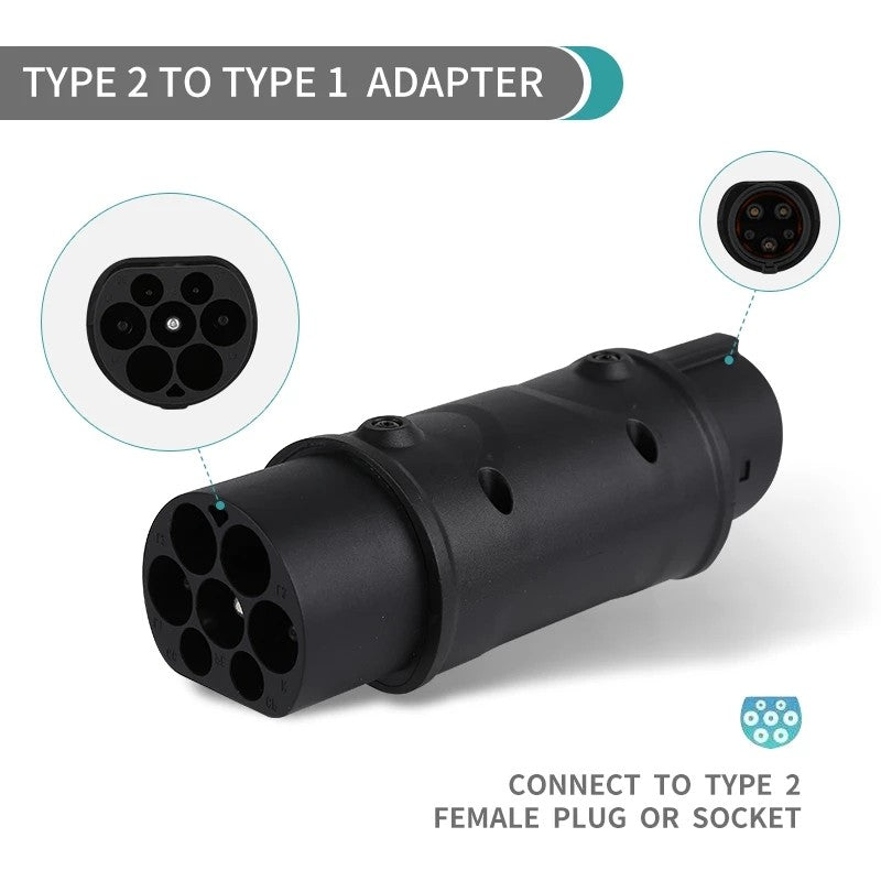 Type 2 to Type 1 Electric Vehicle Charging Adapter, Type 2 EV Charger to Charge Type1 EV Car